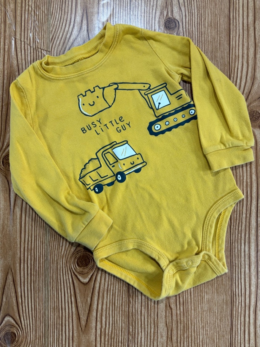7/$20 Carter’s Yellow "Busy Little Guy" Construction Long Sleeve Bodysuit Onesie